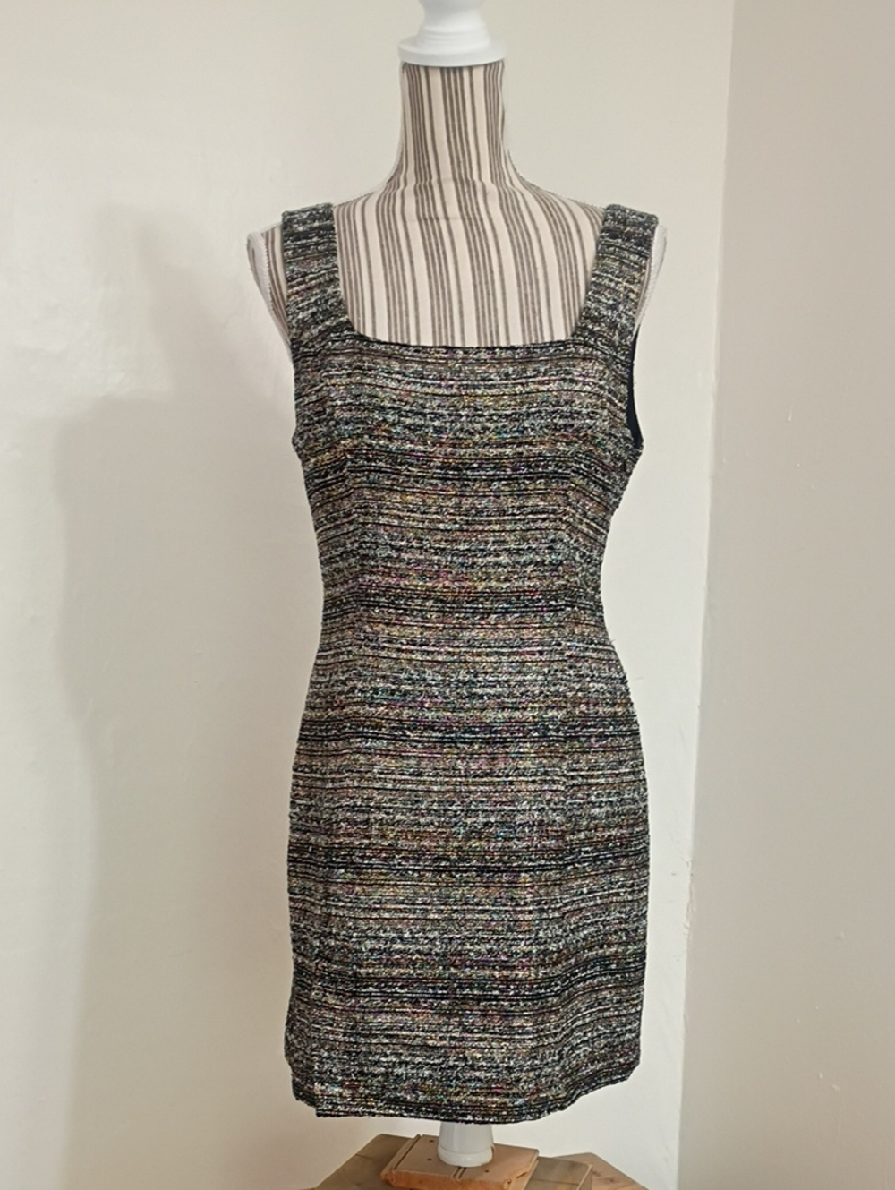 Lavender Brown Black Multi Metallic Sleeveless Marina Dress Size M NWT $248
